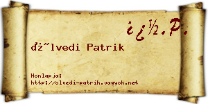 Ölvedi Patrik névjegykártya